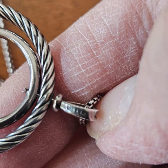 DAVID YURMAN DOUBLE CIRCLE INFINITY PENDANT CHAIN NECKLACE 925 SILVER - Picture 5 of 7